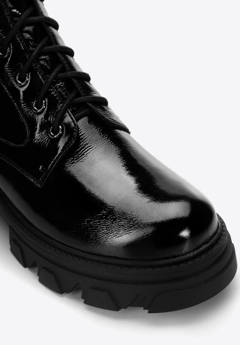 Leather platform combat boots, black-graphite, 97-D-526-1L-39, Photo 8
