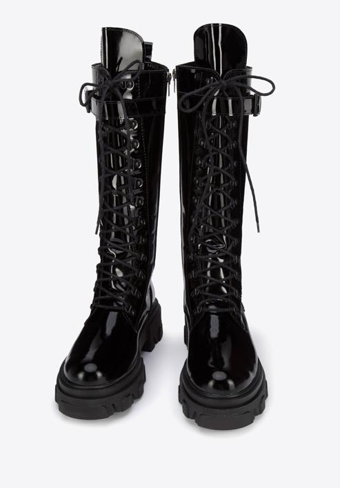 Leather platform combat boots, black, 95-D-800-1-40, Photo 2