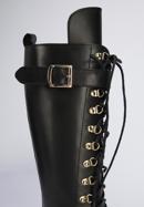 Leather platform combat boots, black-gold, 95-D-800-1-41, Photo 8