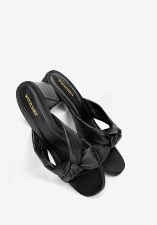 Leather flared heel sandals, black, 92-D-755-1-36, Photo 1