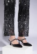 Women's leather spool heel sandals, black, 96-D-957-0-41, Photo 15