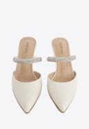 Women's leather spool heel sandals, cream, 96-D-957-1-39, Photo 2