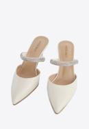 Women's leather spool heel sandals, cream, 96-D-957-1-36, Photo 3