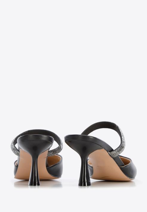 Women's leather spool heel sandals, black, 96-D-957-1-41, Photo 4