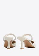 Women's leather spool heel sandals, cream, 96-D-957-1-37, Photo 5
