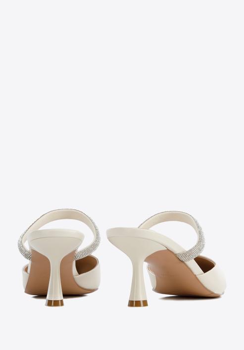 Women's leather spool heel sandals, cream, 96-D-957-1-39, Photo 5