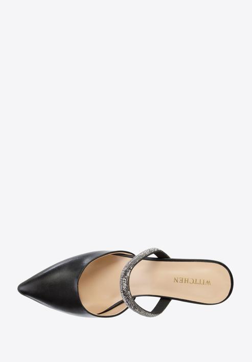 Women's leather spool heel sandals, black, 96-D-957-0-40, Photo 5