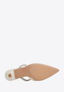 Women's leather spool heel sandals, cream, 96-D-957-0-39, Photo 6
