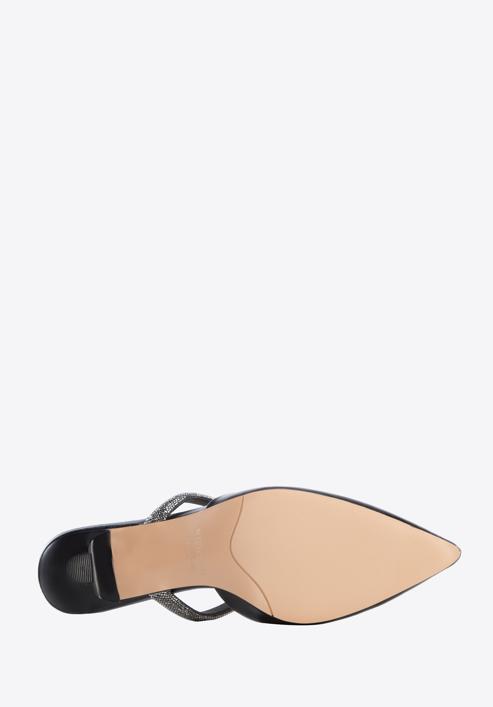 Women's leather spool heel sandals, black, 96-D-957-0-40, Photo 6