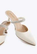 Women's leather spool heel sandals, cream, 96-D-957-1-39, Photo 7