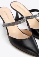 Women's leather spool heel sandals, black, 96-D-957-0-37, Photo 8