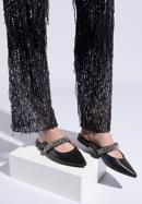 Leather mules with sparkling trim strap, black, 96-D-958-1-37, Photo 15