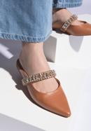 Leather mules with sparkling trim strap, brown, 96-D-958-1-35, Photo 16