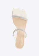 Women's leather sandals with sparkling trim straps, cream, 96-D-960-1-35, Photo 4