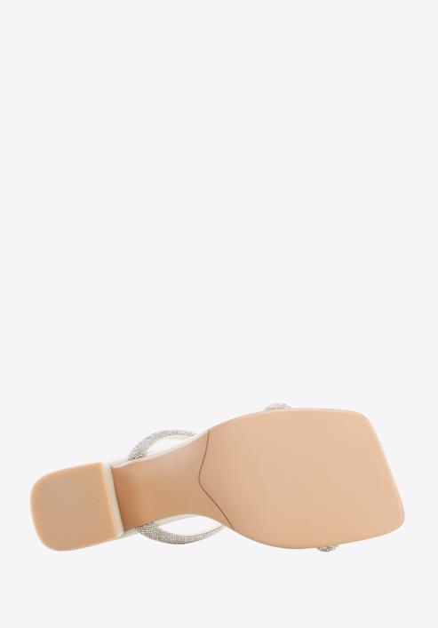 Women's leather sandals with sparkling trim straps, cream, 96-D-960-1-35, Photo 6