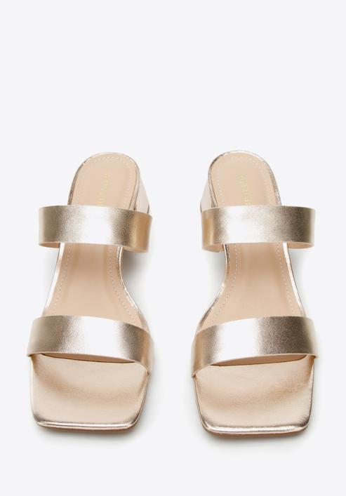 Leather slip on sandals, gold, 94-D-751-5-39, Photo 3