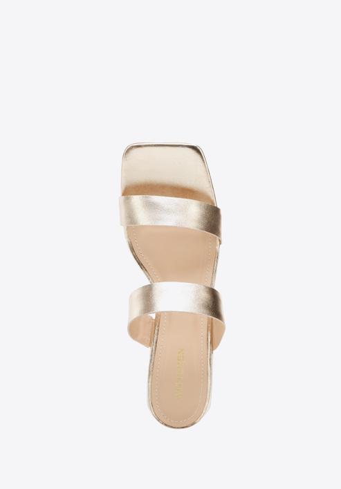 Leather slip on sandals, gold, 94-D-751-5-40, Photo 4