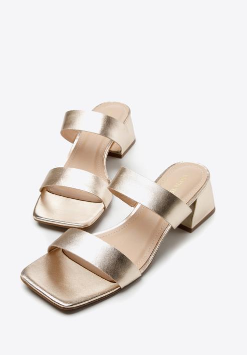 Leather slip on sandals, gold, 94-D-751-5-40, Photo 7