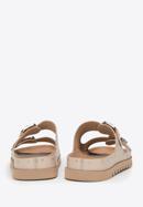 Women's leather platform slider sandals with small studs, beige, 98-D-500-5-40, Photo 4