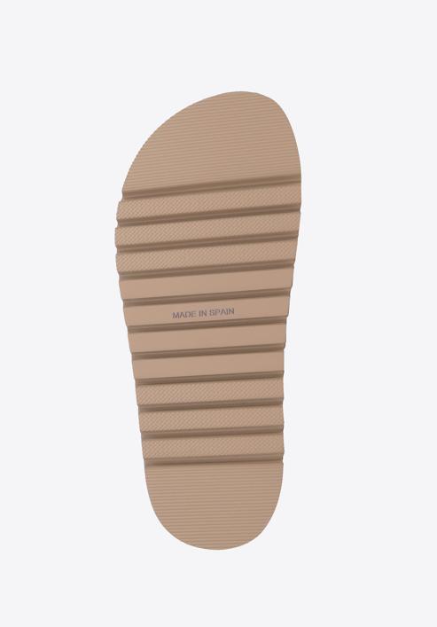 Women's leather platform slider sandals with small studs, beige, 98-D-500-5-36, Photo 6