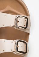 Women's leather platform slider sandals with small studs, beige, 98-D-500-9-36, Photo 8