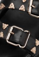 Women's leather platform slider sandals with decorative stud details, black, 98-D-969-1-37, Photo 8