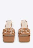 Leather buckle detail sandals, brown, 96-D-511-9-41, Photo 3