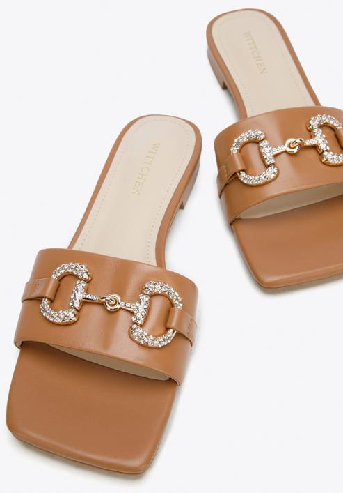 Leather buckle detail sandals, brown, 96-D-511-0-35, Photo 7