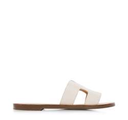 Leather sandals with "H" cut-out, cream, 94-D-750-0-41, Photo 1