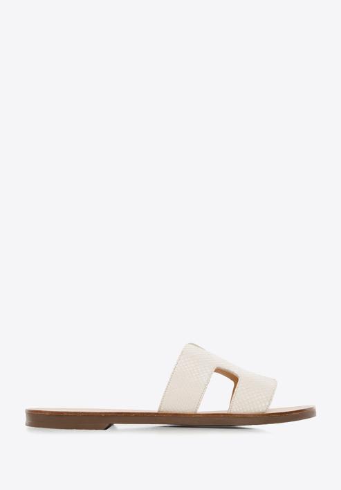 Leather sandals with "H" cut-out, cream, 94-D-750-S-36, Photo 1