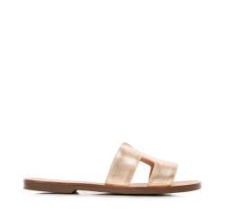 Leather sandals with "H" cut-out, gold, 94-D-750-G-41, Photo 1