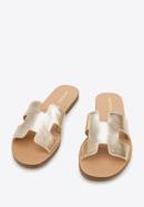 Leather sandals with "H" cut-out, gold, 94-D-750-S-37, Photo 2