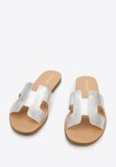 Leather sandals with "H" cut-out, silver, 94-D-750-9-35, Photo 2