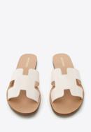 Leather sandals with "H" cut-out, cream, 94-D-750-S-36, Photo 3