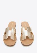Leather sandals with "H" cut-out, gold, 94-D-750-9-35, Photo 3