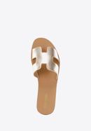 Leather sandals with "H" cut-out, gold, 94-D-750-S-37, Photo 4