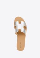 Leather sandals with "H" cut-out, silver, 94-D-750-9-35, Photo 4