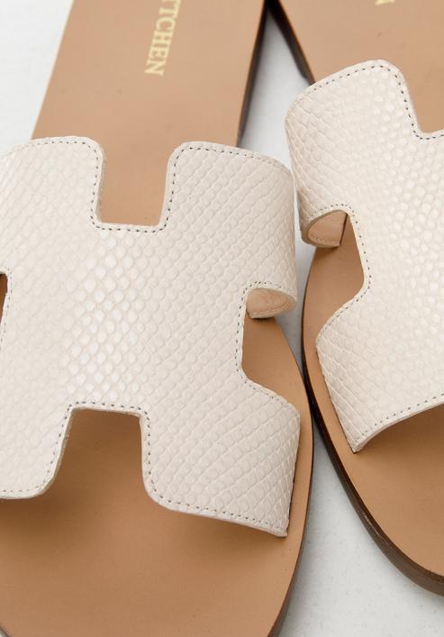 Leather sandals with "H" cut-out, cream, 94-D-750-S-36, Photo 7