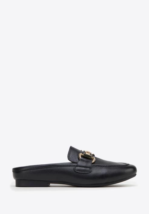 Leather mules with buckle detail, black, 98-D-954-9-36, Photo 1