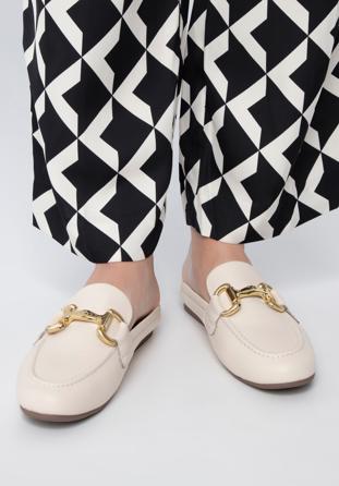 Leather mules with buckle detail, cream, 98-D-954-9-36, Photo 1