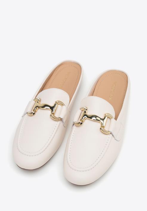 Leather mules with buckle detail, cream, 98-D-954-1-40, Photo 2
