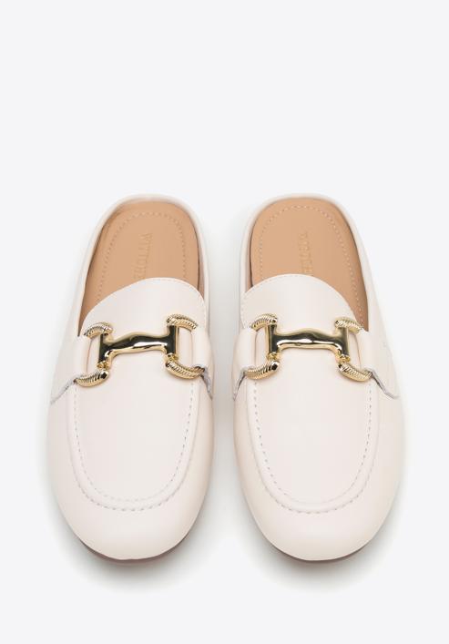 Leather mules with buckle detail, cream, 98-D-954-1-40, Photo 3