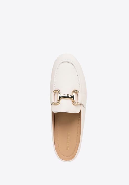 Leather mules with buckle detail, cream, 98-D-954-1-35, Photo 5