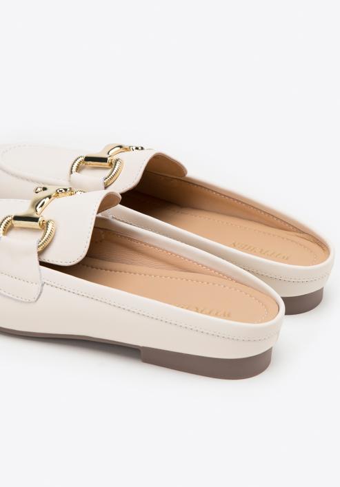 Leather mules with buckle detail, cream, 98-D-954-1-35, Photo 8