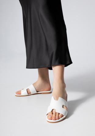 Women's sandals with geometric  cut-out, off white, 98-DP-803-0-35, Photo 1