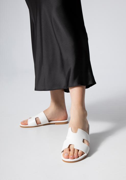 Women's sandals with geometric  cut-out, off white, 98-DP-803-5-38, Photo 15