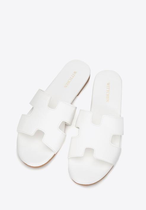 Women's sandals with geometric  cut-out, off white, 98-DP-803-P-35, Photo 2