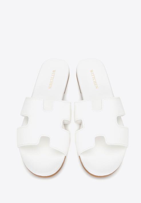 Women's sandals with geometric  cut-out, off white, 98-DP-803-P-35, Photo 3