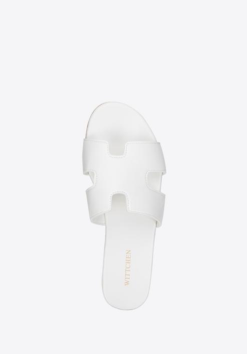 Women's sandals with geometric  cut-out, off white, 98-DP-803-P-35, Photo 5