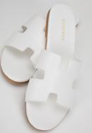 Damskie klapki z geometrycznie wyciętym przodem, złamany biały, 98-DP-803-5-39, Zdjęcie 7